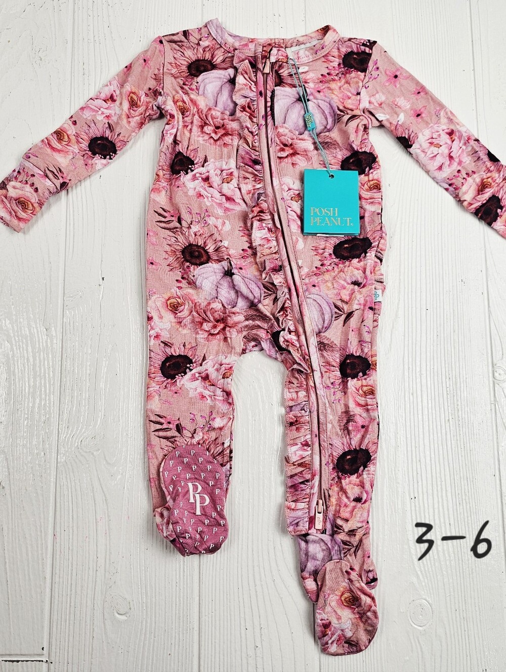 Posh Peanut Liliana Ruffled Zippered Footie